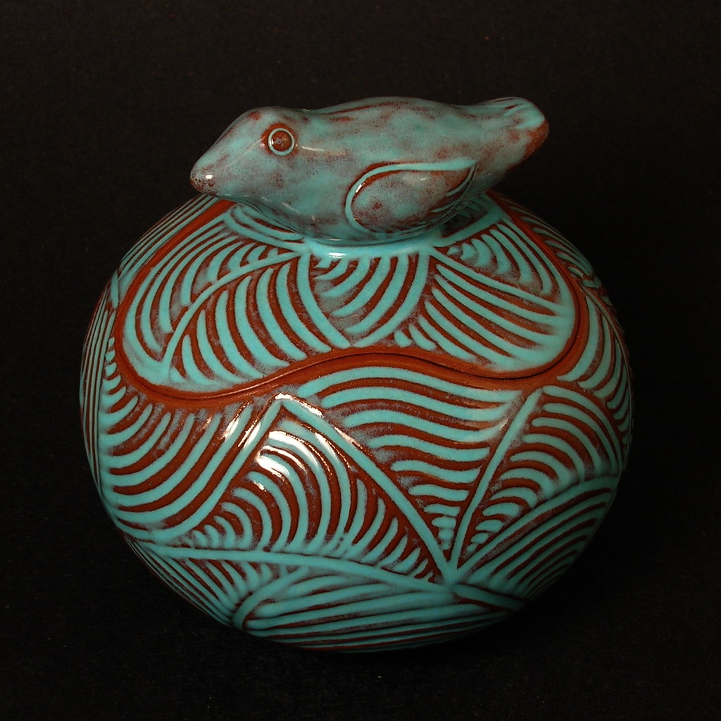 Turquoise Bird Jar Terracotta clay and turquoise glaze. Fi… Flickr
