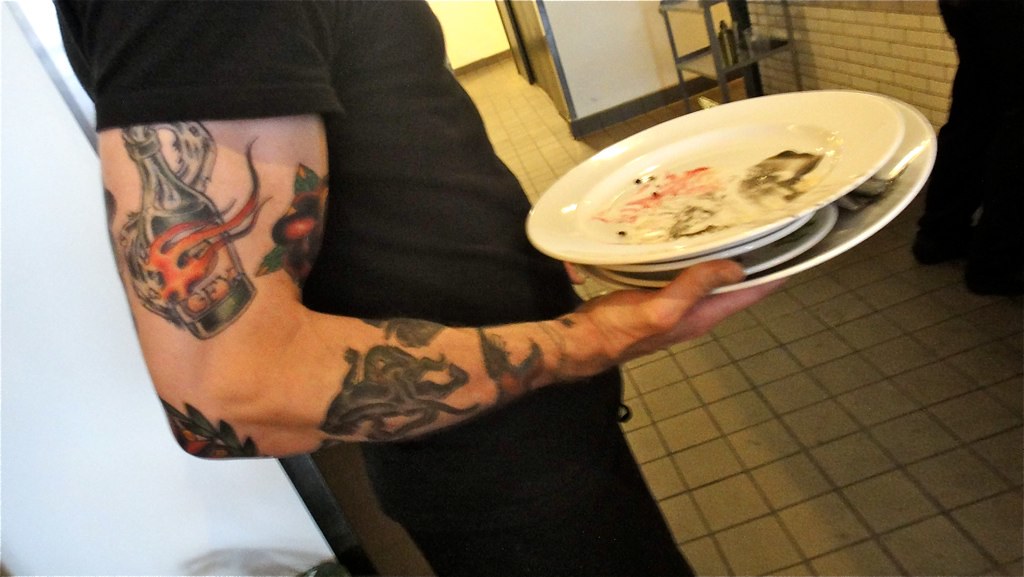 Waiter's Tattooed Arm PIX THEIF ! Lynn Friedman Flickr
