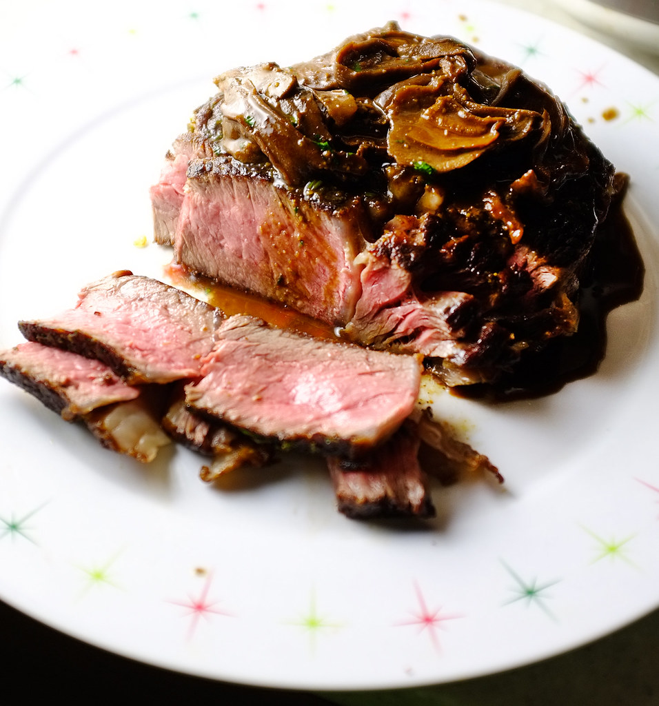 ribeye 2" thick cut ribeye with porcini mushrooms, red win… Flickr