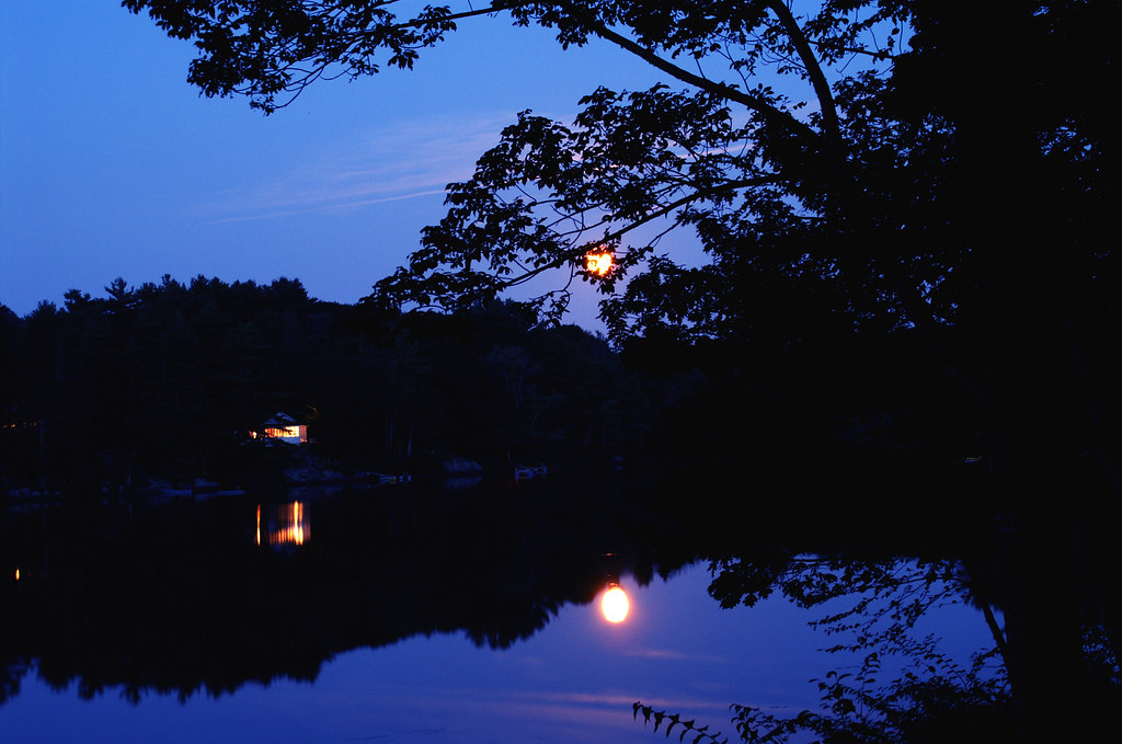 Camp Light Moonrise at Hosmer Pond, Camden, ME Bud Flickr