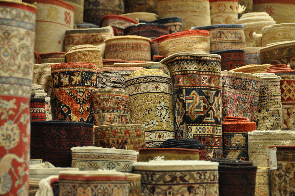 20110908 154 A big stack of rugs at a rug merchant in Is… Ed
