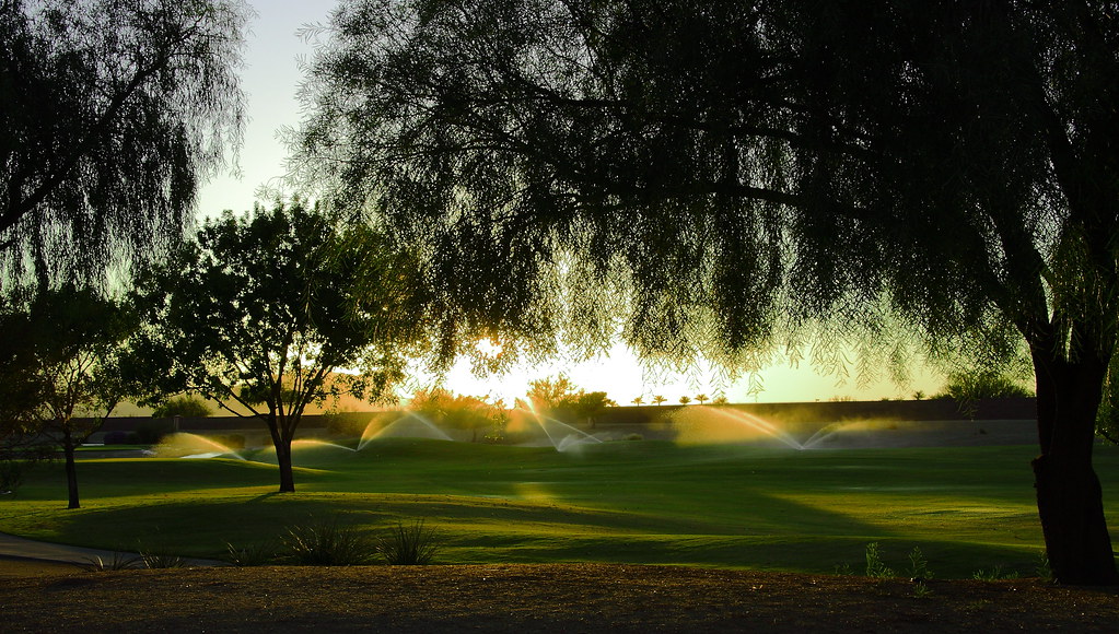 Watering the Golf Course at Sunset Surprise Arizona John Menard