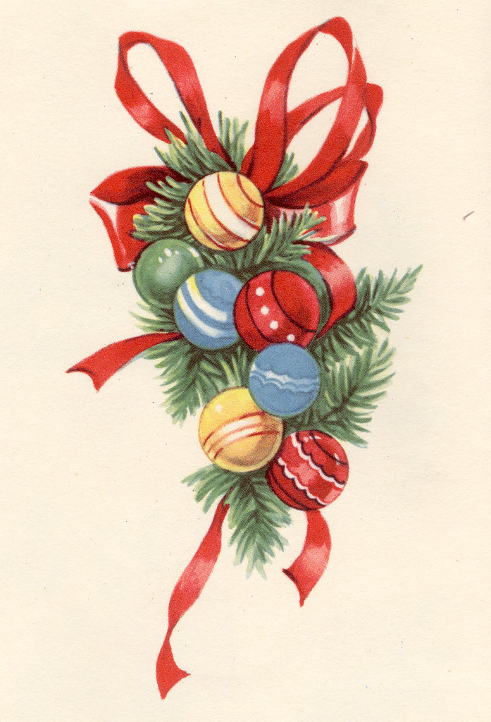 Garland Cluster of Ornaments with Red Ribbon vintage Chris… Flickr