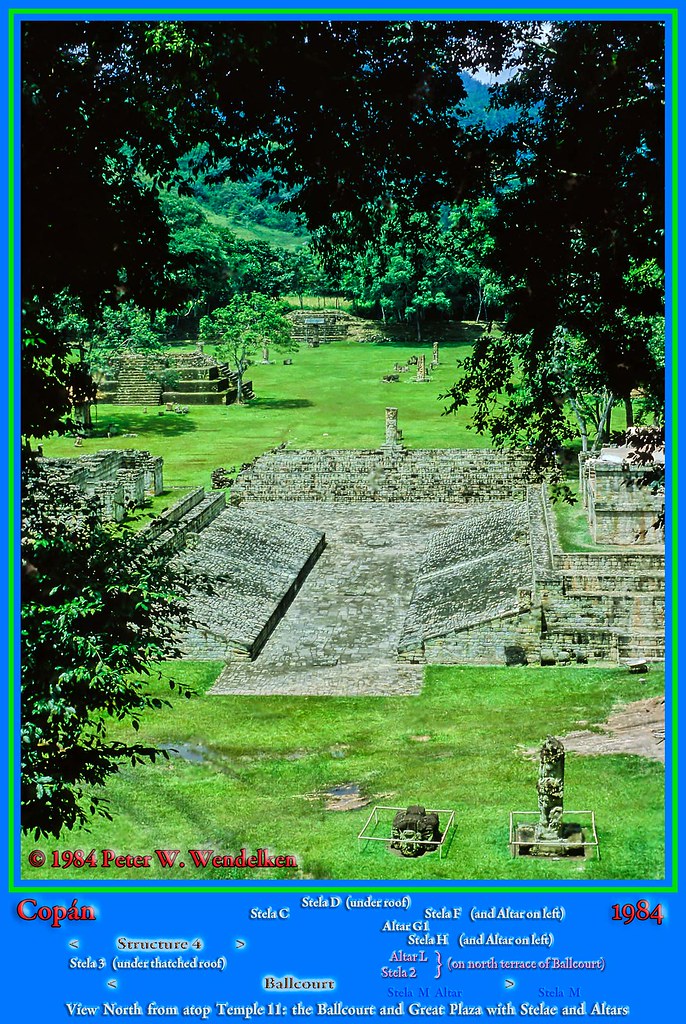 COPAN MAYAN RUINS COPAN BALLCOURT and COPAN GREAT PLAZA seen looking