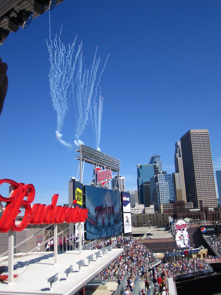 Budweiser Beer Deck, Target Field Fireworks Twins win!! Flickr