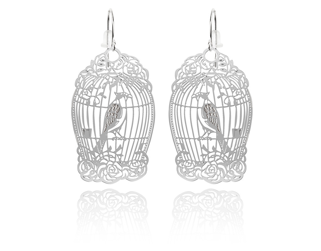 Silver Bird cage earring Frankie McCall Power Flickr