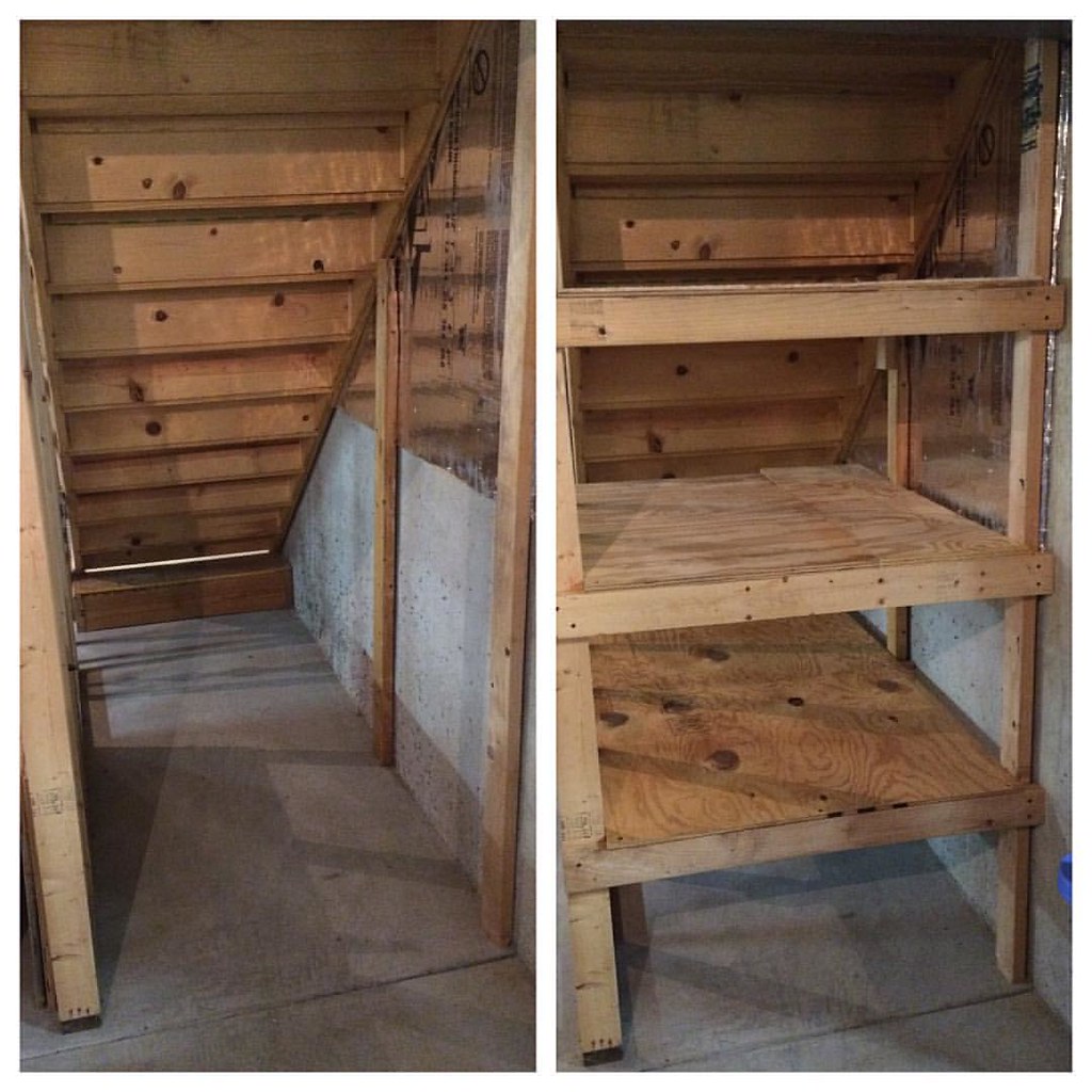 Added some storage shelves under the basement stairs and t… Flickr