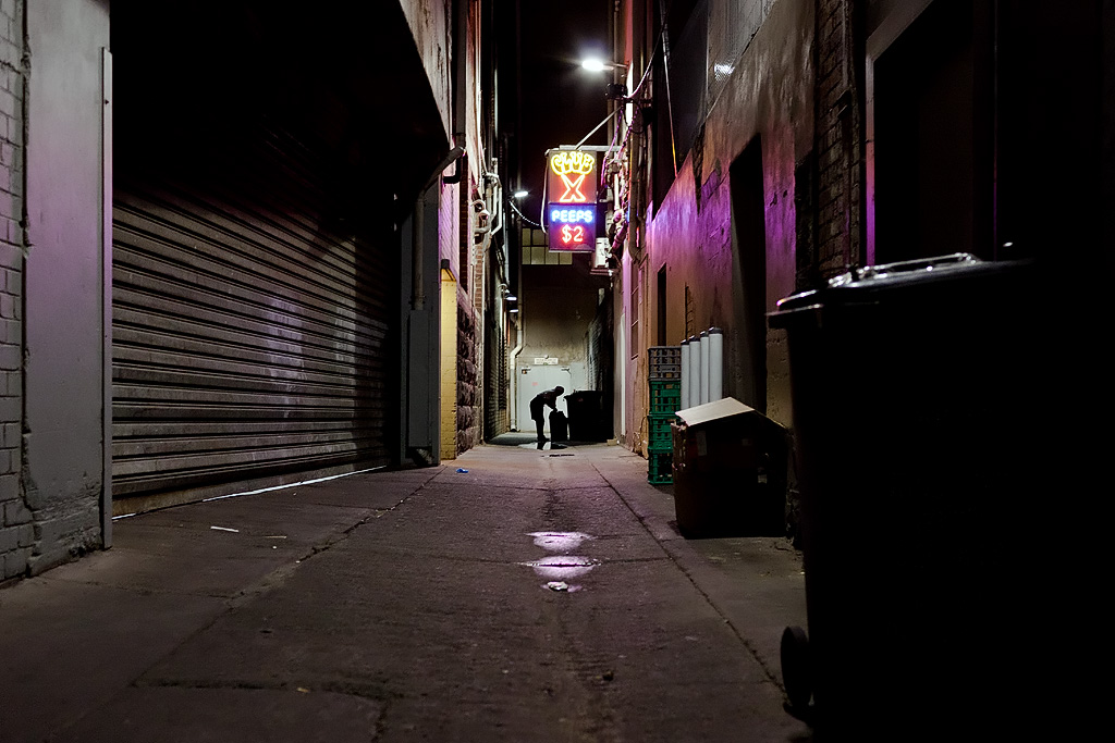 purple light district Laneway in Melbourne Luke Tscharke Flickr