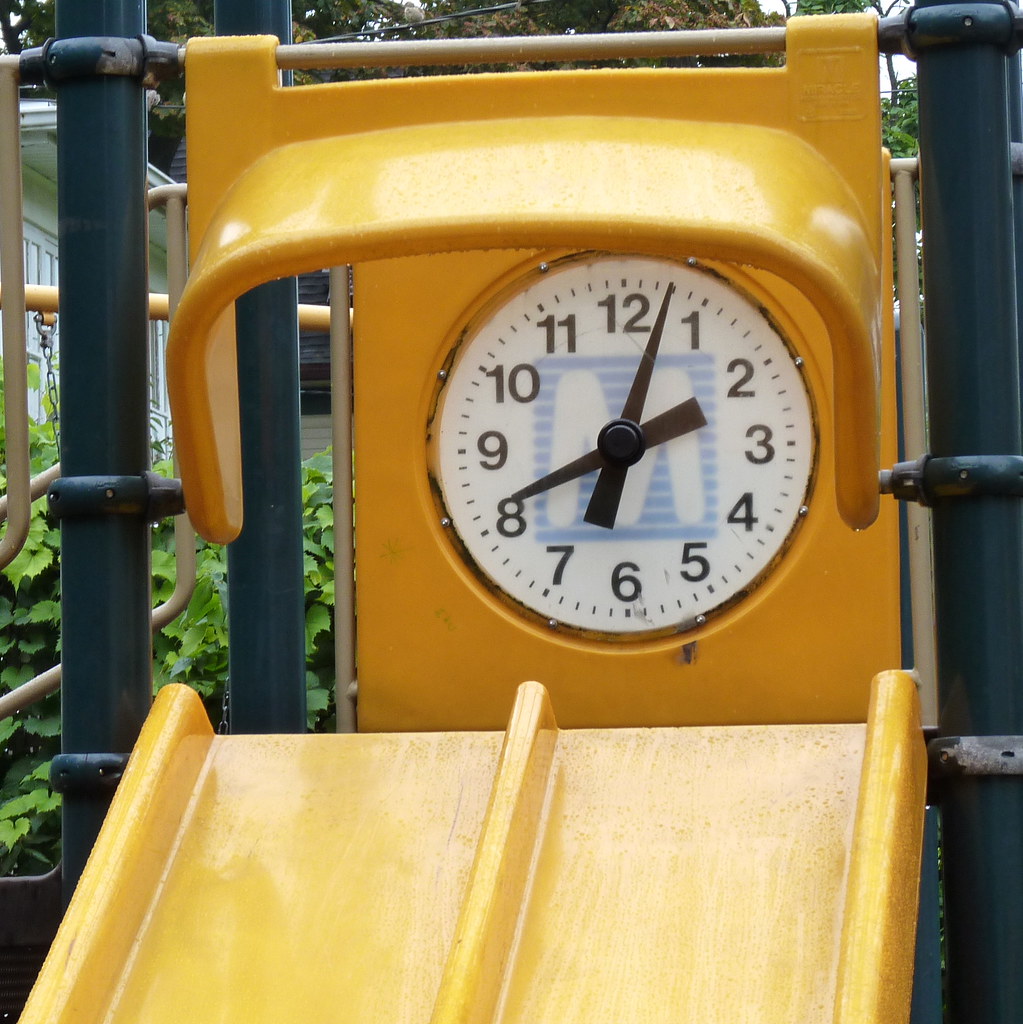 Playground clock At a tot lot in Forest Park. yooperann Flickr