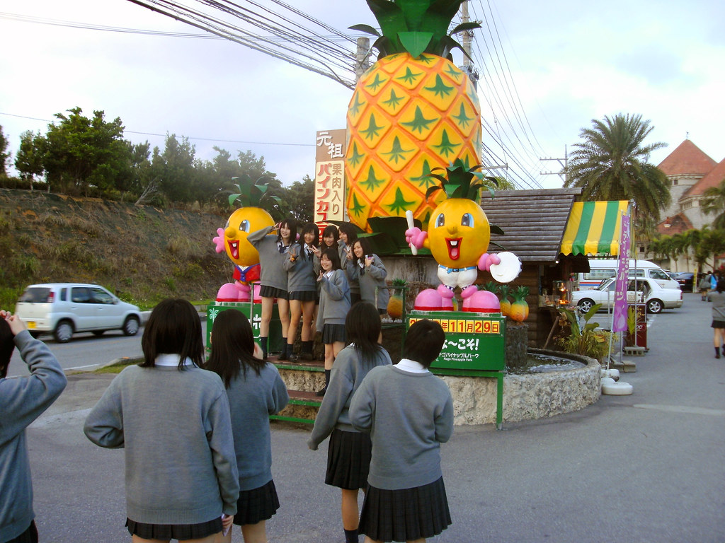 school girls school girls at pineapple farm okinawa alan berning