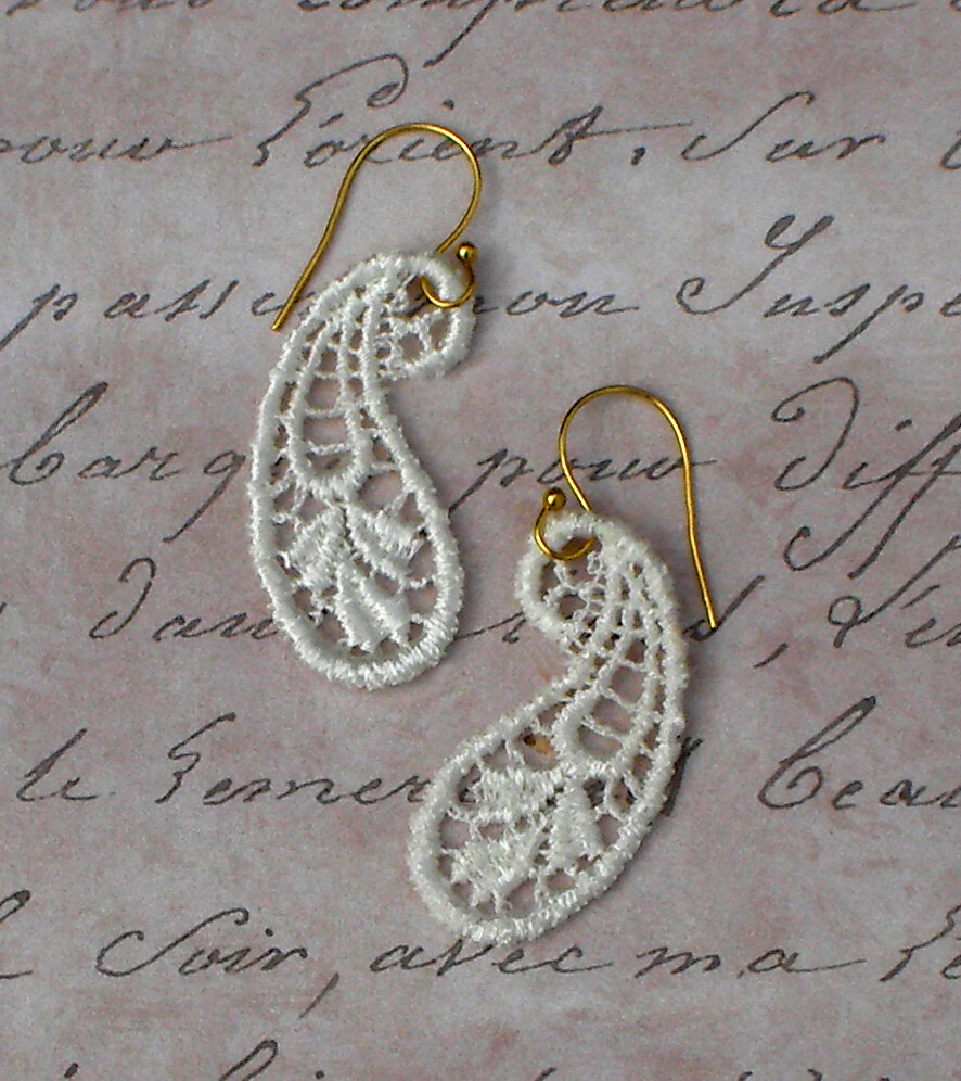 Paisley Lace Applique Dangle Earrings Cream Flickr