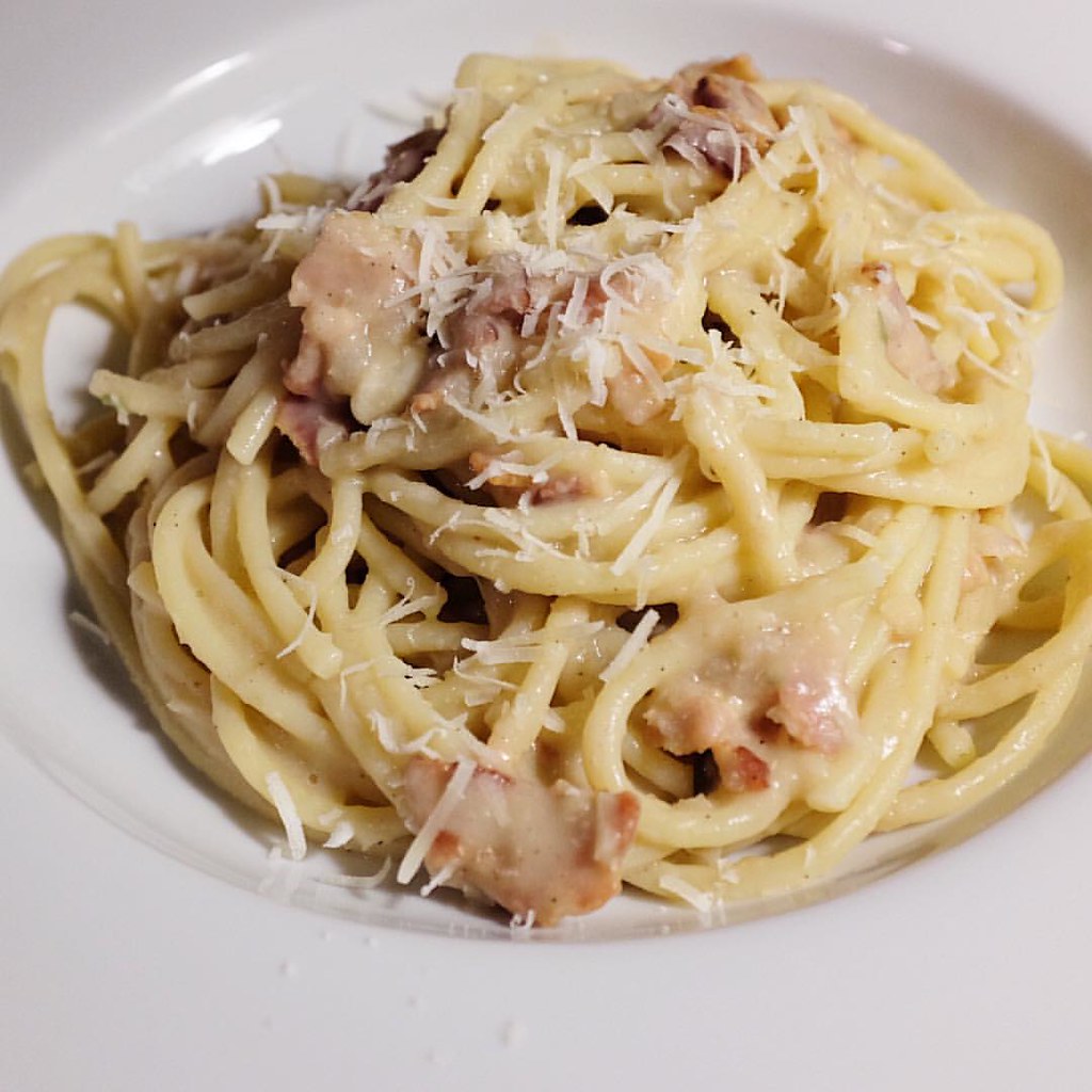 Bucatini with white bean & pancetta sauce pretty good! Flickr