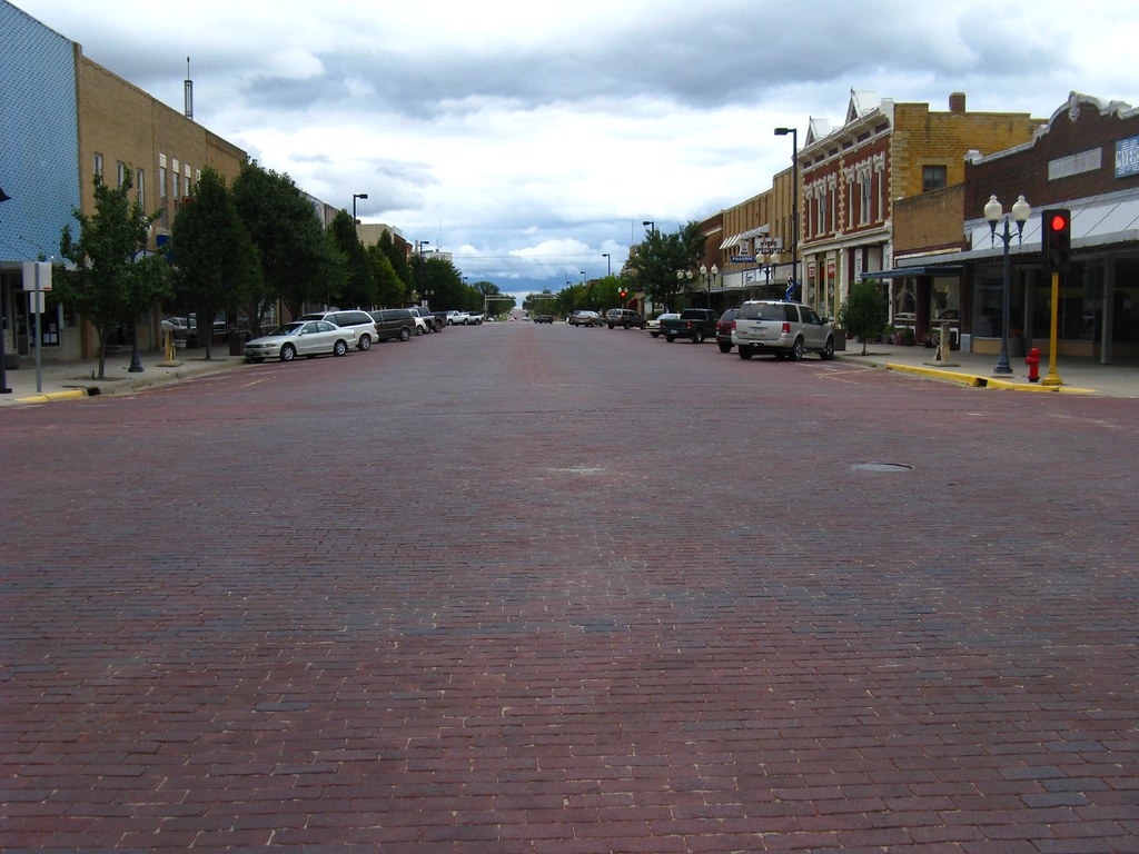 Russell, Kansas Beautiful brick paved street in downtown R