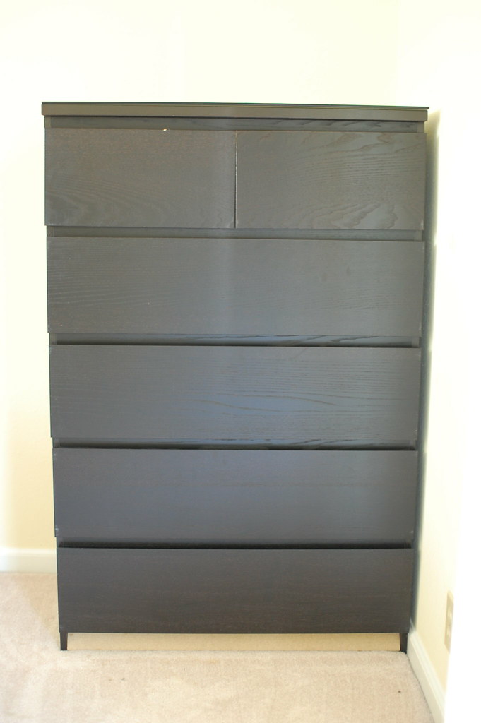 Black IKEA MALM 6drawer dresser with glass top for sale Flickr