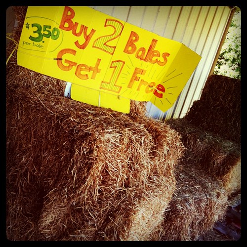 Hay on sale at the Bargain Barn in Manistee, Michigan. Flickr