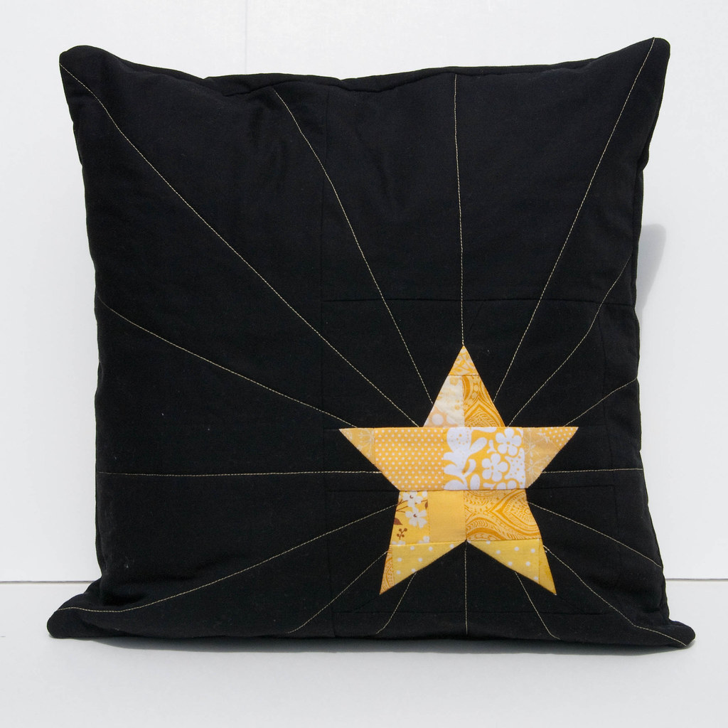 yellow star pillow blogged The pattern can be found here Ali Flickr