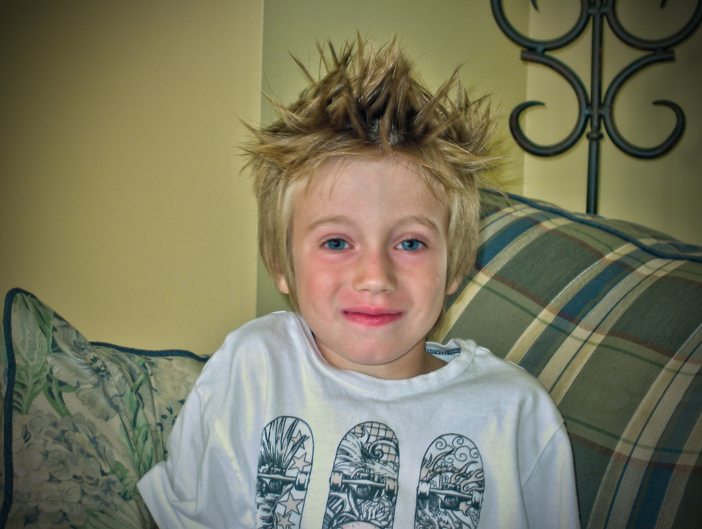 A kid with spike hair Snapshot of my grandson Flickr