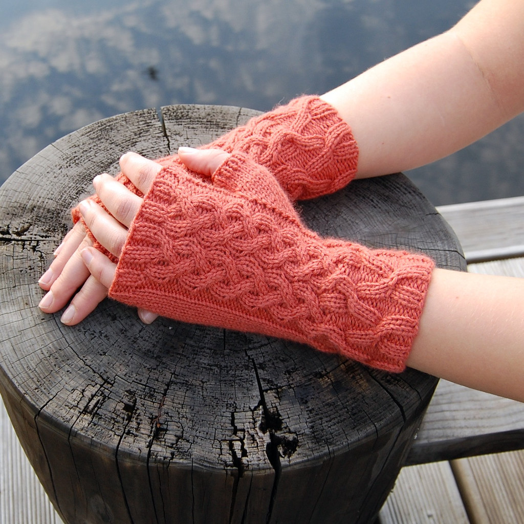 Cable knit fingerless gloves For more photos, please visit… Flickr