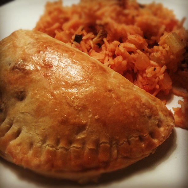 Plantain and black bean empanadas with rice. I love my wif… Flickr
