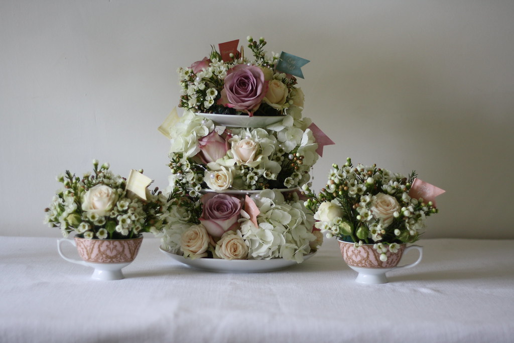 Vintage Tea Cups cake stand Wedding Flowers see more of … Flickr
