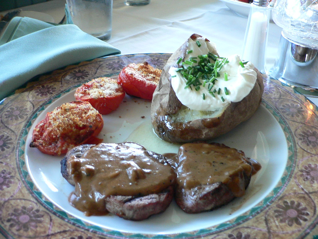 Medallions of Beef Diane's dinner at Hilltop Cafe in Novat… Bev