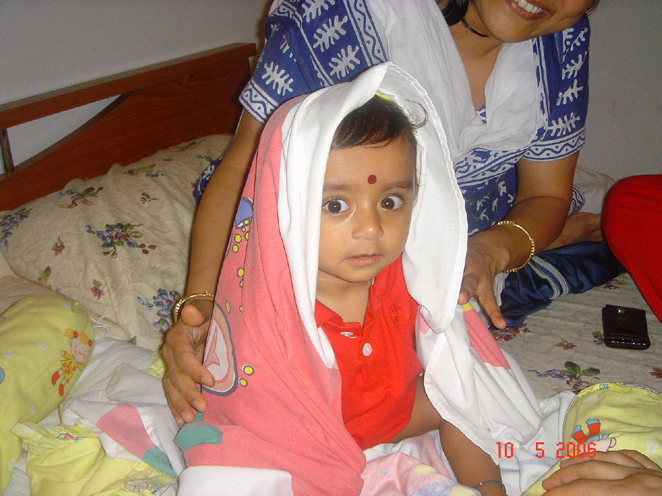 Cnv0034 Divyansh, with a "bindi" and blanket over his head… Flickr