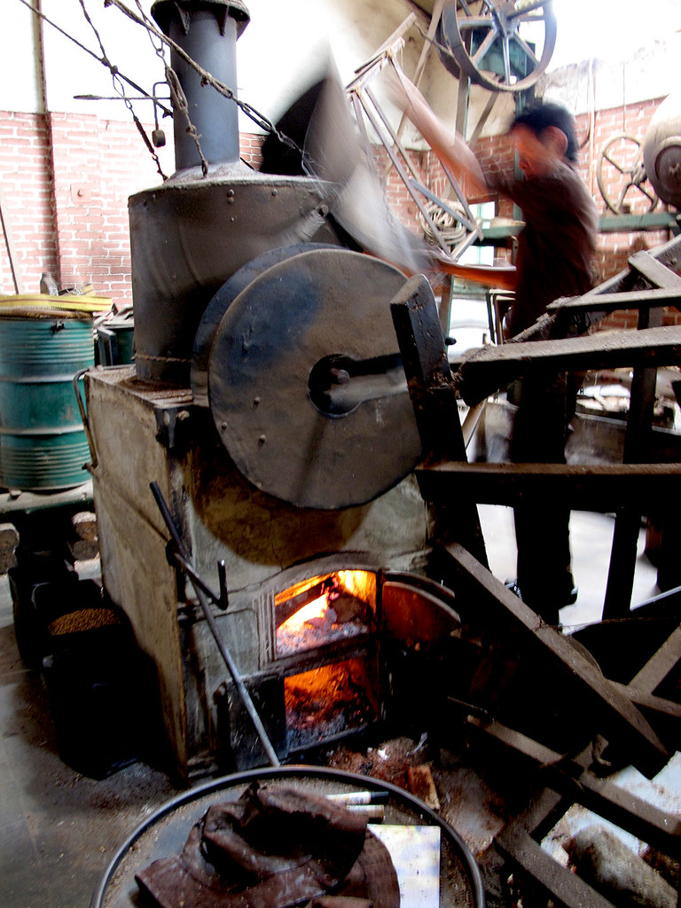 How coffee is roasted This is the woodfired roaster, and … Flickr
