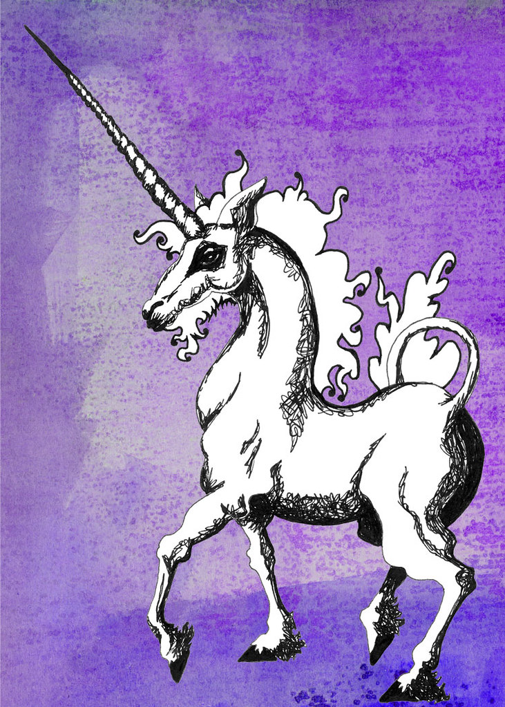 Unicorn Classic illustration of a unicorn in pen and ink o… Flickr