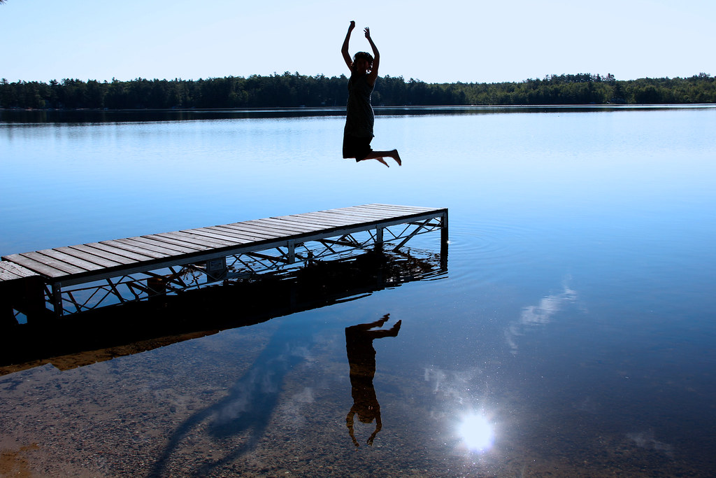 the lake jumping at little sebago lake in windham, maine. … Flickr