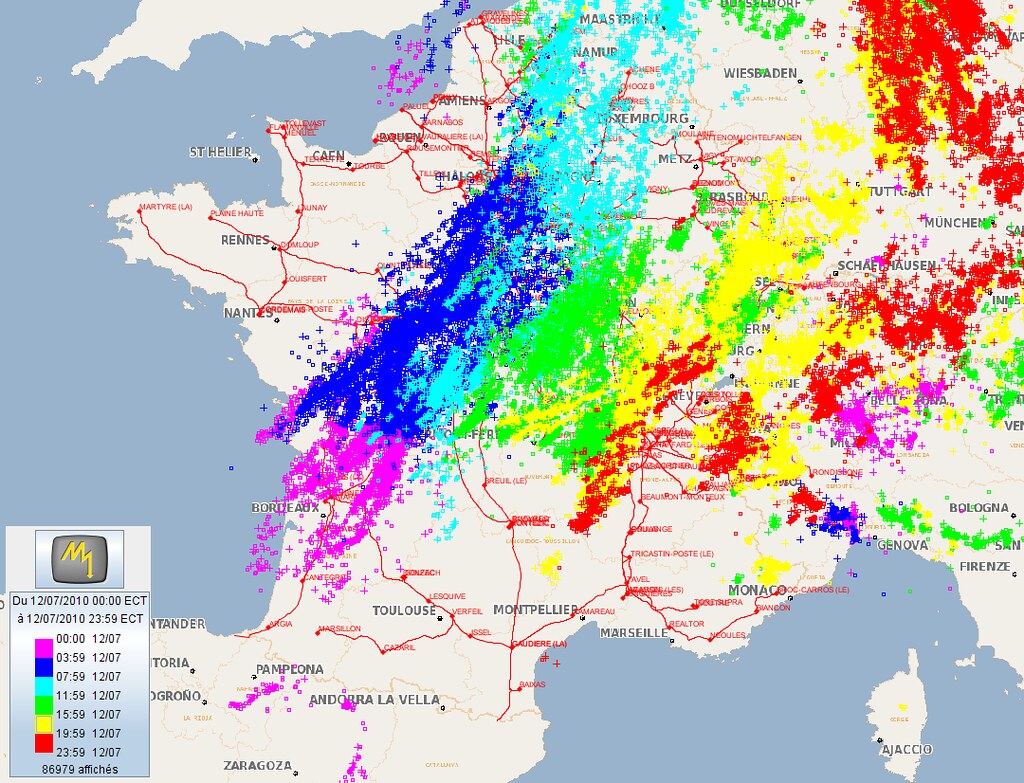 Pain Points De La Carte Des Impacts De Foudre Orage du 12072010 Carte des impacts de foudre en France,… Flickr