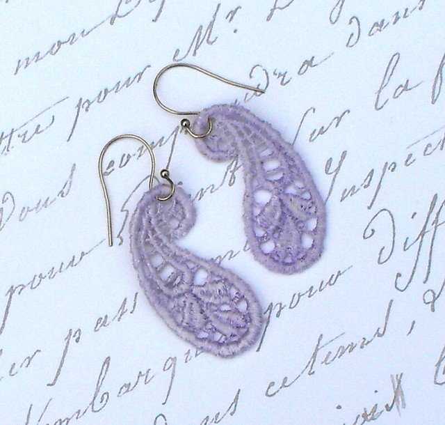 Paisley Lace Applique Dangle Earrings Lavender Flickr