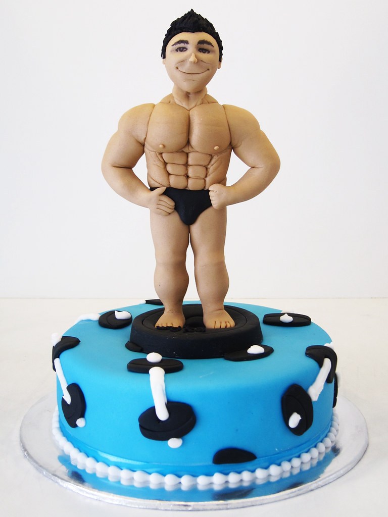 bodybuilder body building themed cake with muscle man topp… Artisan