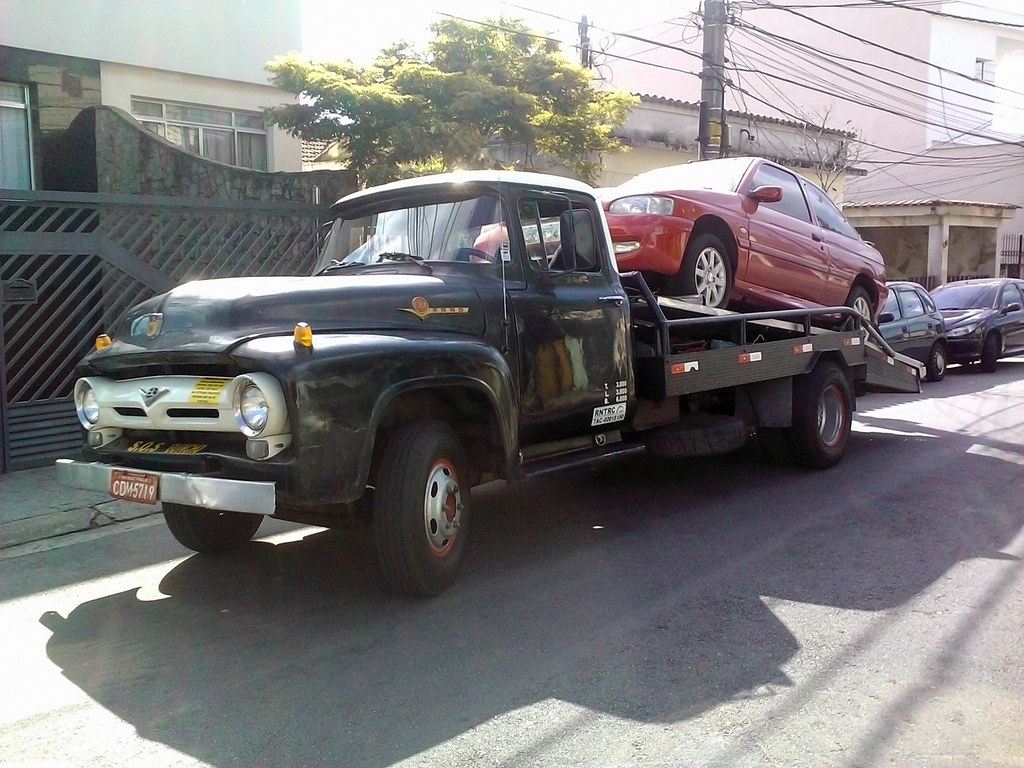 Ford on Ford An old Ford F350 towing my old Ford Escort t… Flickr