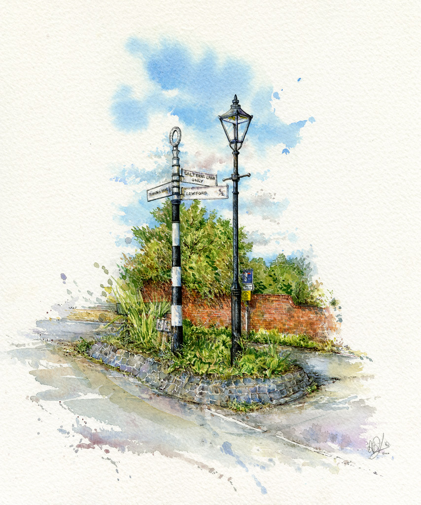 Signpost Salterns Lane Water colour Artwork of old signpos… Flickr