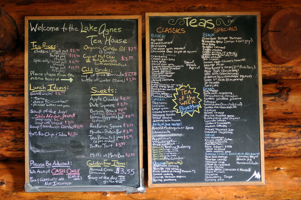 Lake Agnes Teahouse menu board J.D. Roth Flickr