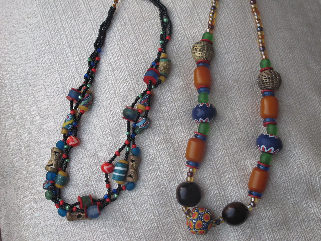 Melted Glass Beads from Ghana with amber, bronze trading b… Flickr
