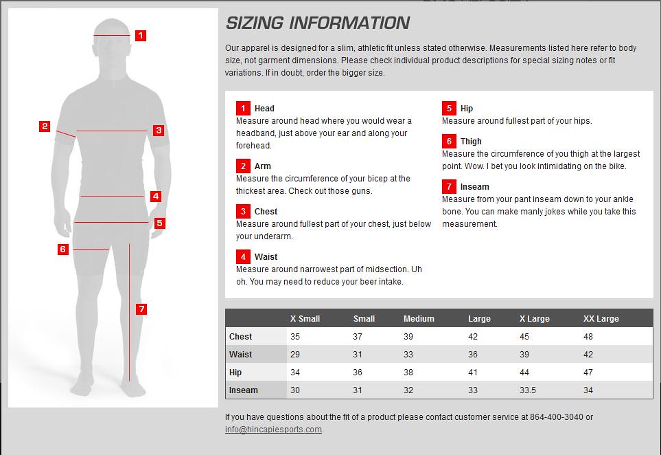 BMC Jersey Bib Size Chart a photo on Flickriver