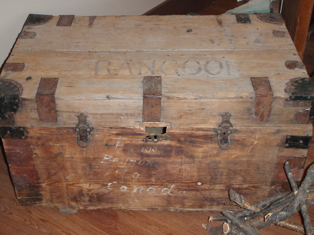 100 Yr old Wood Travel Chest Mr. Happy Face Peace ) Flickr