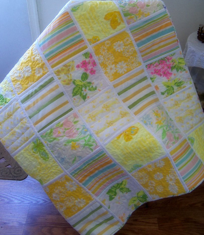 Vintage Sheets Yellow Patchwork Quilt This is the first vi… Flickr