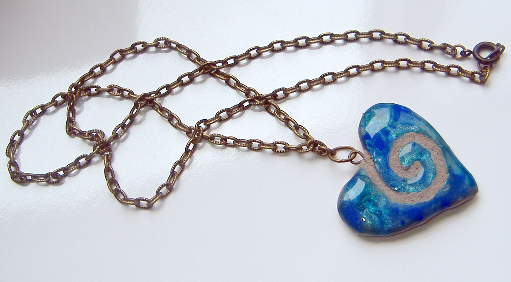 Ceramic Clay Heart Necklace reversible mosaic tile jewelry… Flickr