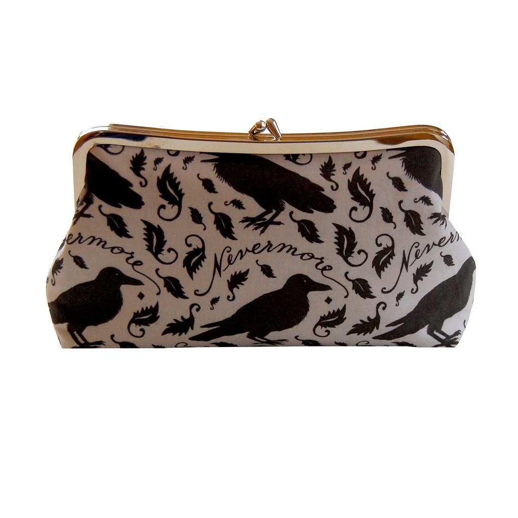 Clutch purse with black raven on gray inspired by Edgar … Flickr