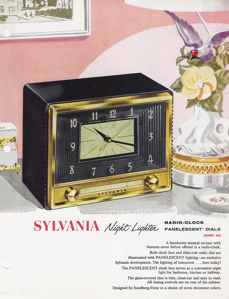 SYLVANIA RadioClock Model 543 Dealer Sales Sheet (USA 195… Flickr