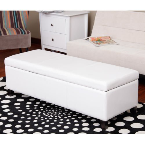 Whse of Tiffany Sharon Faux Leather Storage Bench, White Flickr