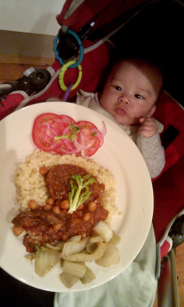 Isaac gurgling during Goulash Sirloin Steak dinner Flickr