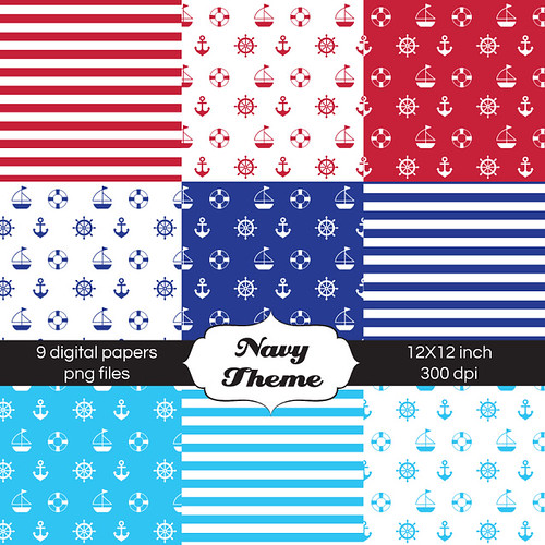 Navy Digital Paper Pack for scrapbooking My new Navy theme… Flickr