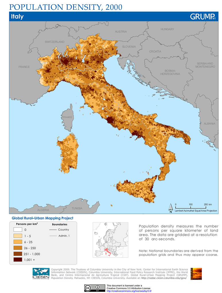 Italy Population Density, 2000 Population density measure… Flickr