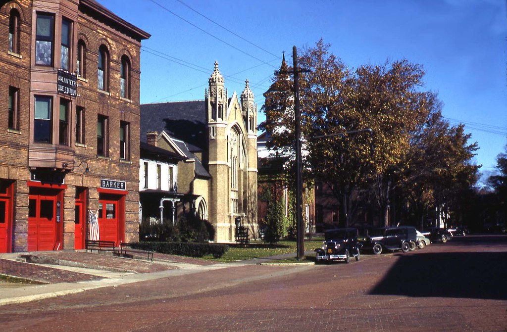 Firehouse and church Fredonia NY 1941 robby Flickr
