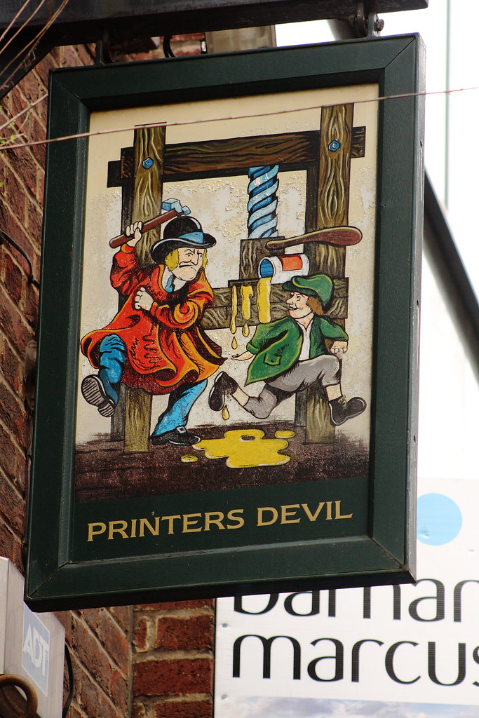 Pub sign for The Printers Devil. Flickr