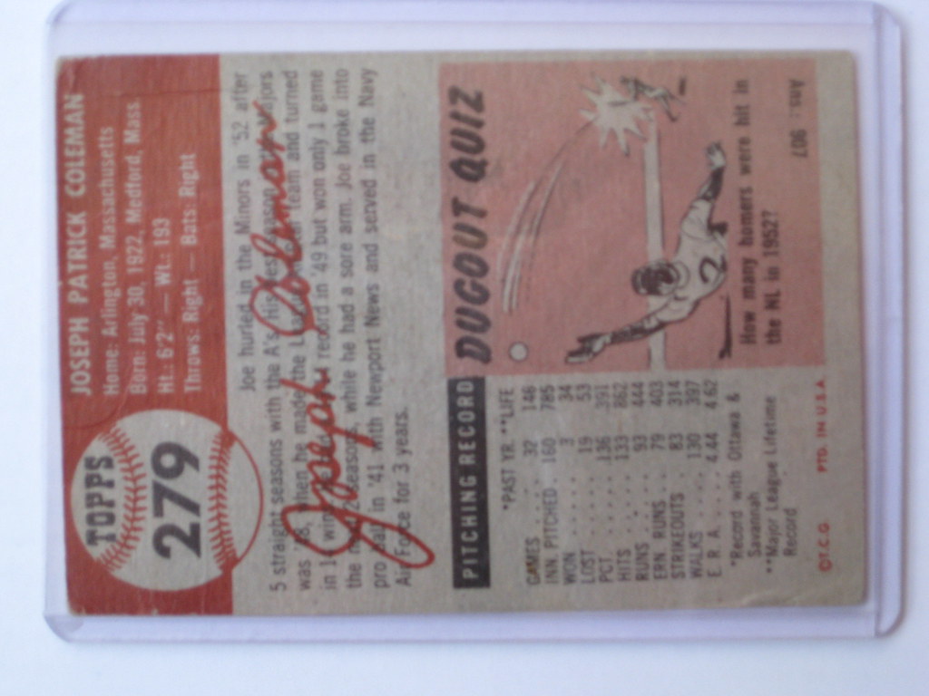 1953 Topps Baseball Card 1953 Topps Baseball Card Flickr