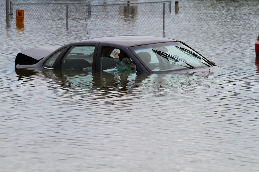 Flooded car Endicott 2011 Parking lot of Dollar General Flickr